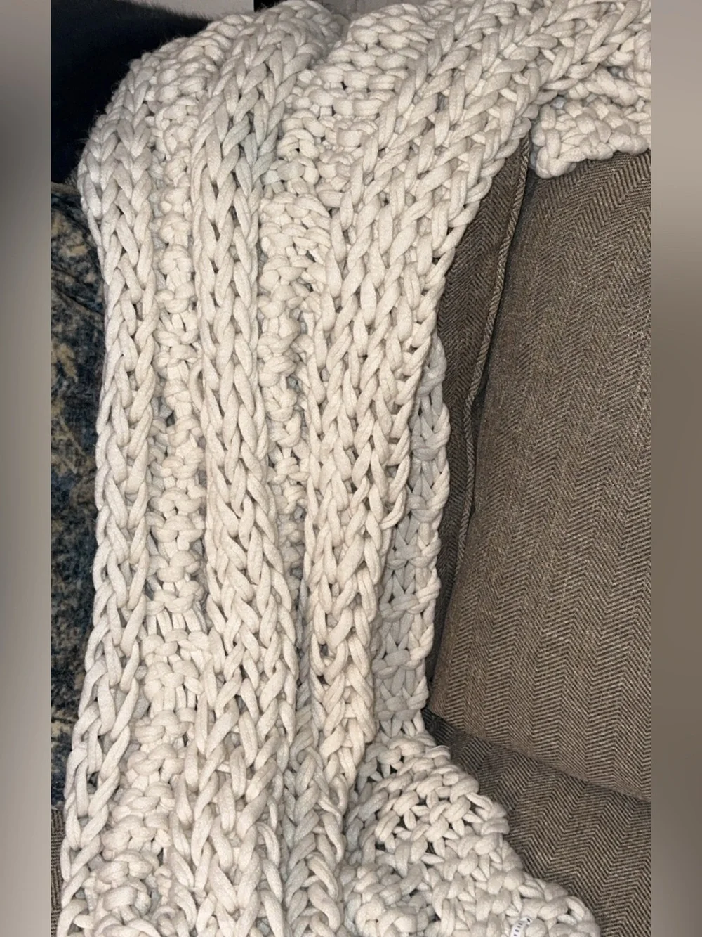 Pottery Barn Handknit Colossal Ivory Throw